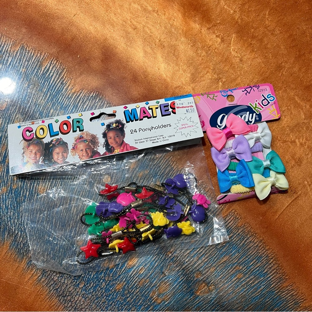 Vintage New 90s Goody and Color Mate decorative hair ties bows ponytail holders